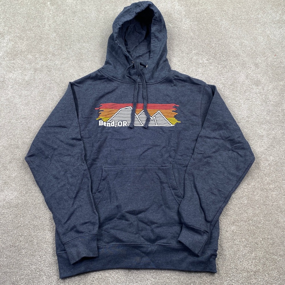 Bend OR Hoodie Mens Small Pullover Sweatshirt Graphic Mountains Outdoors